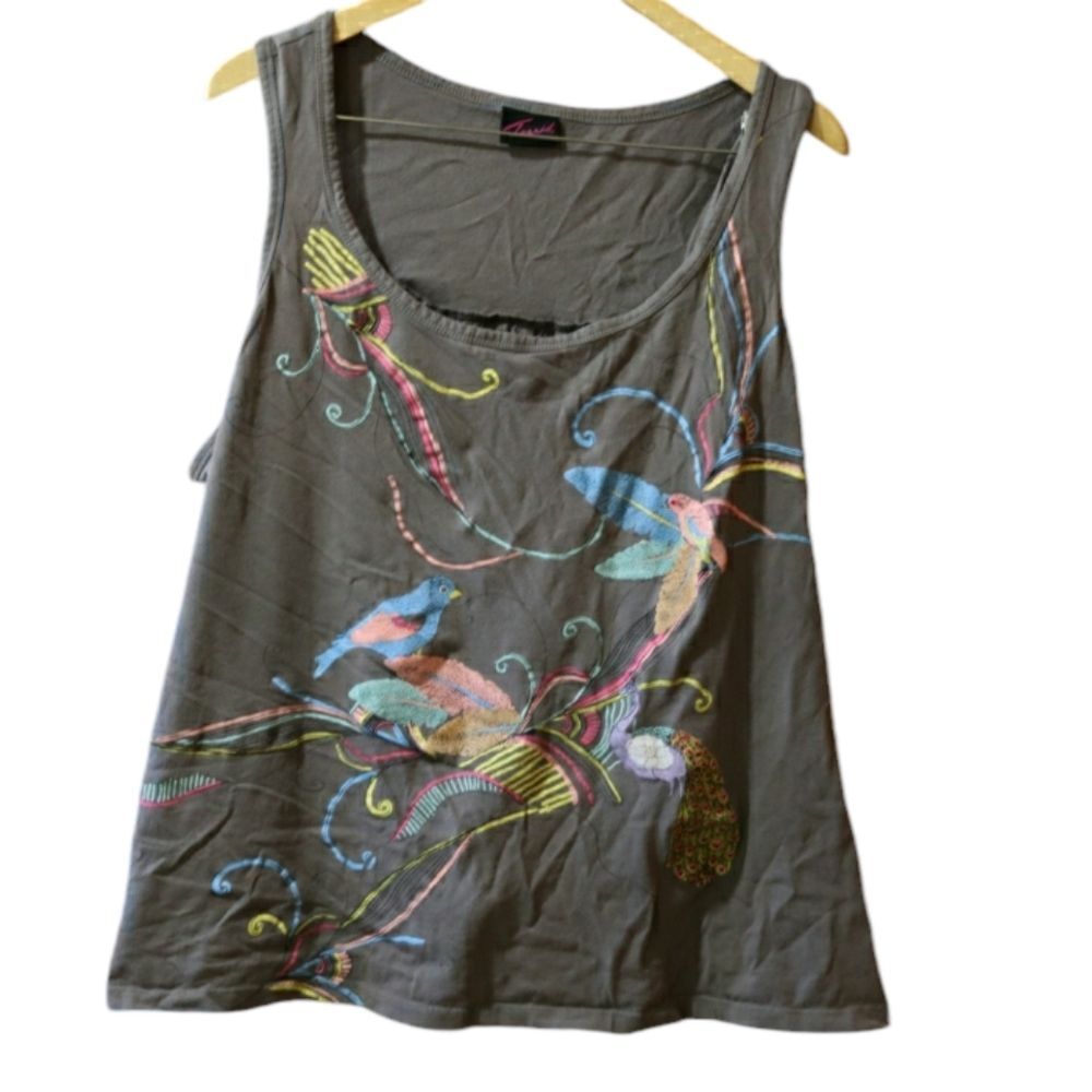 Torrid Vintage Y2K Tank Top 2X - Peacock Birds Graphic Whimsical Sleeveless
